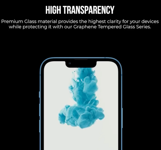 Blupebble Graphene Rock Series Tempered Glass for iPhone 15